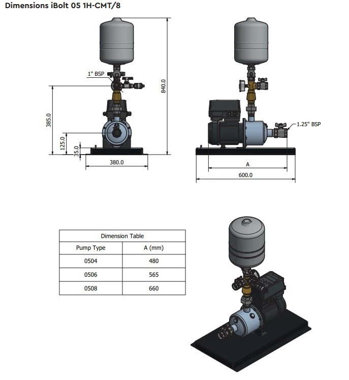 Stuart Turner Aquaboost IBolt Horizontal Single Booster Pump 0506 1H-CMT/8 80 L/MIN @ 5.0 BAR 6 Stuart Turner Aquaboost IBolt Horizontal Single Booster Pump 0506 1H-CMT/8 80 L/MIN @ 5.0 BAR - Image 4